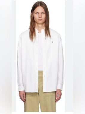 Ralph Lauren White Button-Down Dress Shirt with Polo Logo